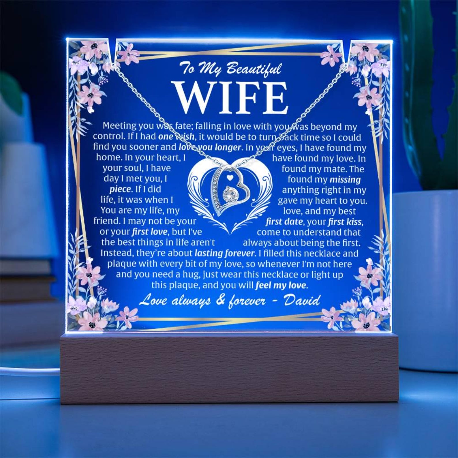To My Wife Meeting You Was Fate - Acrylic Plaque Necklace, Gift From ...