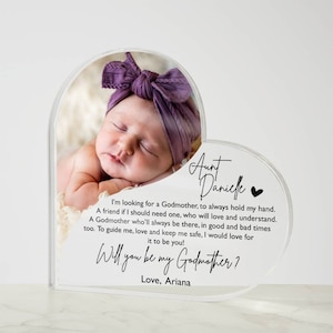 Cadeau de proposition pour une marraine ou un parrain, cadre photo acrylique, seras-tu mon parrain, cadre photo parrain et marraine, proposition des parrains et marraines image 10