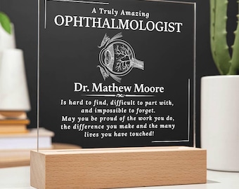 Cadeau ophtalmologiste - Plaque acrylique personnalisée, cadeau de remerciement pour optométriste, cadeaux pour lui, retraite, appréciation d'un ophtalmologiste