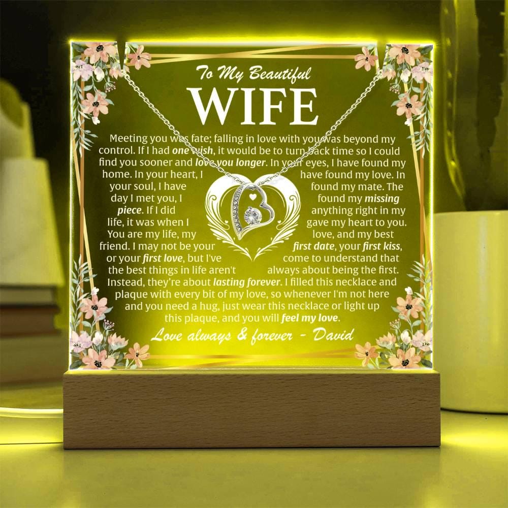 To My Wife Meeting You Was Fate - Acrylic Plaque Necklace, Gift From ...