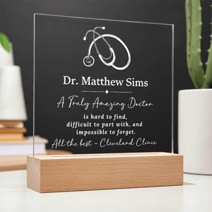 Gift for Doctor Personalized Acrylic Plaque, Coworker Gift, Gift for Family Doctor, Dr Thank You Retirement Gift, Doctor Christmas Gifts, My