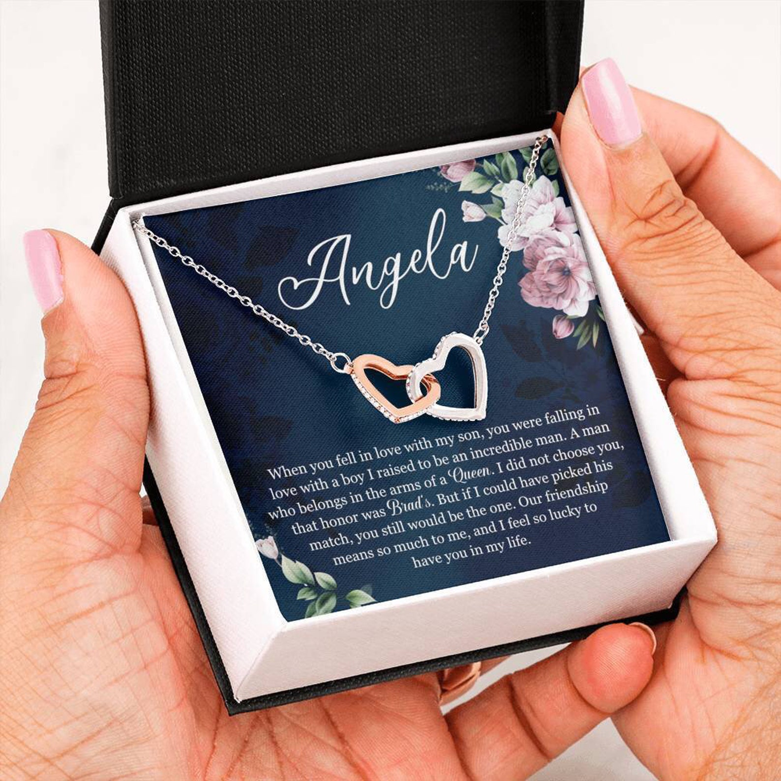 Gift for Sons Girlfriend Interlocking Heart Necklace Etsy