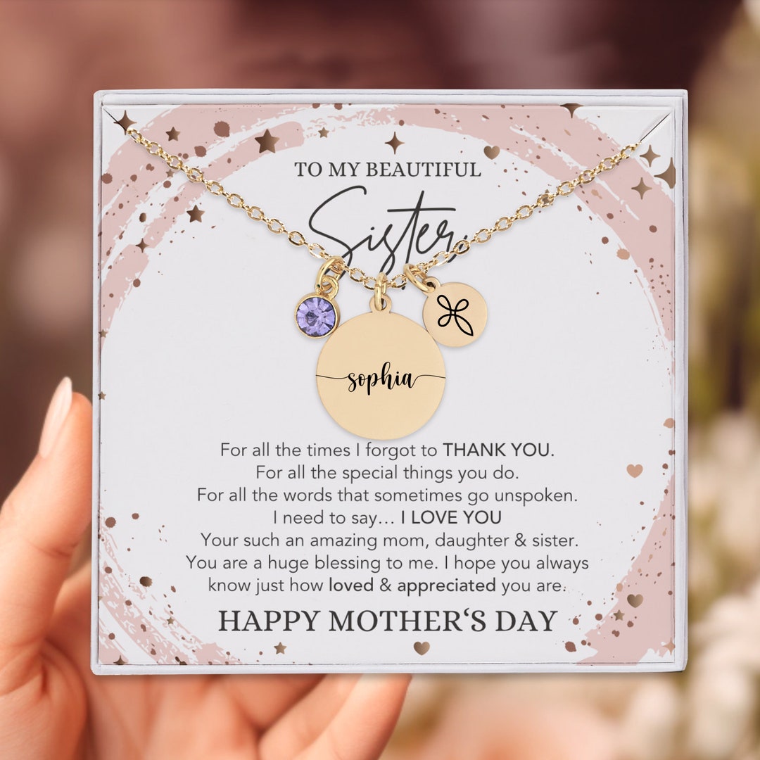 Mother's Day Gift Sister, Mothers Day Gift for Sister, Sister Necklace ...