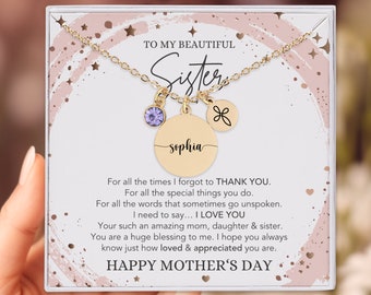 Mother's Day Gift Sister, Mothers Day Gift For Sister, Sister Necklace For Mothers Day, Gift For Sister on Mother's Day, Sister Jewelry