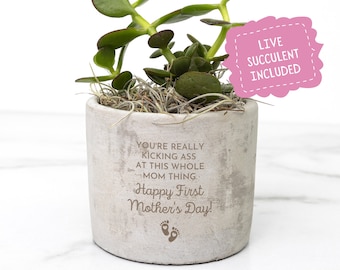 First Mother's Day Desk Plant, Funny Mother's Day Gift, Kick Ass Mom Gift, Unique Mothers Day Gift For Friend, 1st Mother's Day