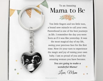 Mama To Be Sonogram Keychain - For Pregnant Daughter, First Mothers Day Gift, New Mom Gift Ultrasound, Pregnancy Photo Keychain