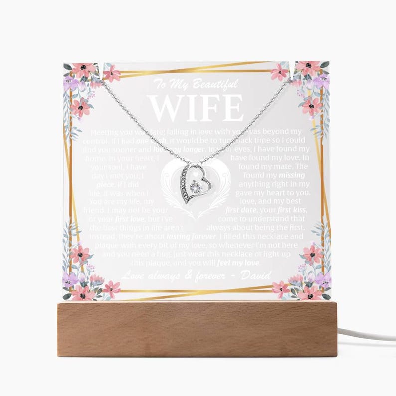 To My Wife Meeting You Was Fate - Acrylic Plaque Necklace, Gift From ...