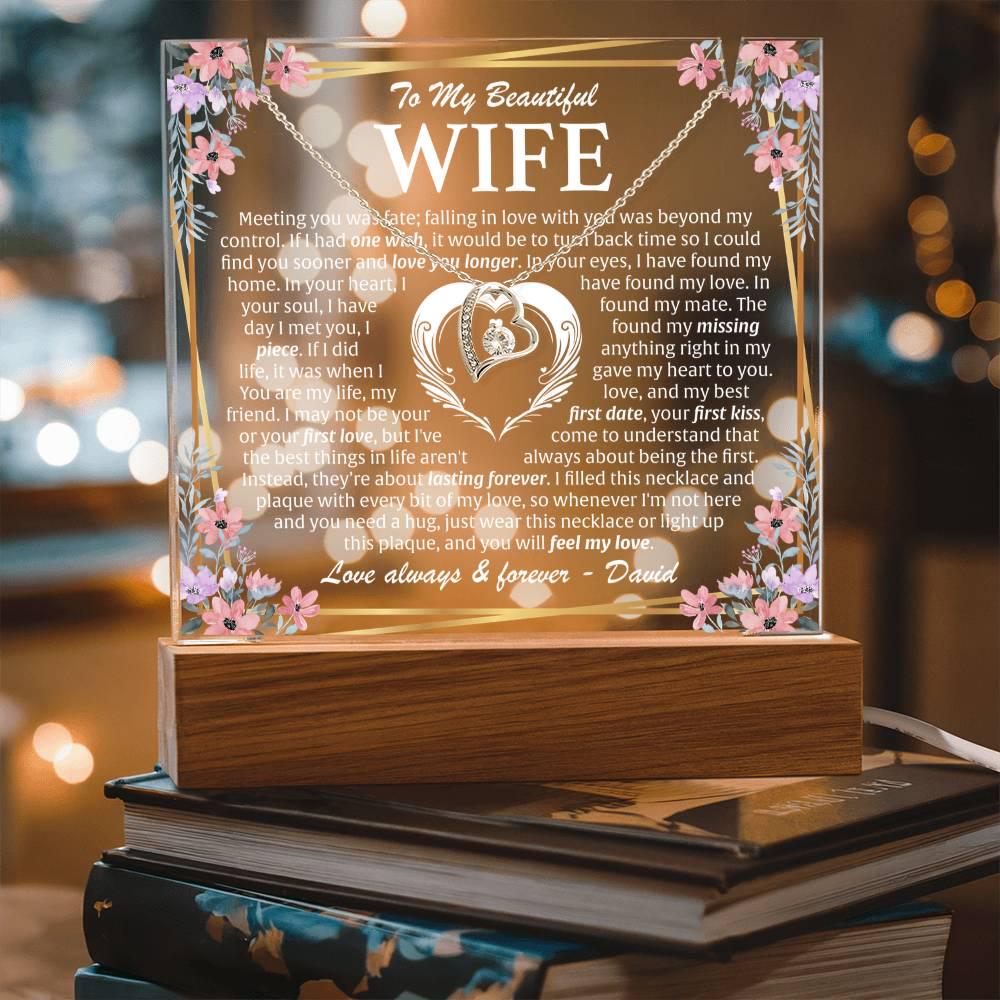 To My Wife Meeting You Was Fate - Acrylic Plaque Necklace, Gift From ...