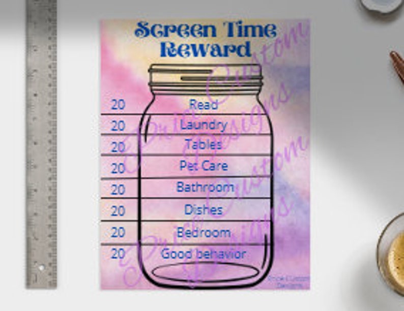 Screen Time Reward Chart DIGITAL DOWNLOAD - Etsy