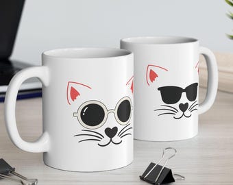Taza de gato, linda taza de té de gatito, regalo para amantes del café, regalo para amantes de los gatos, regalo para ella, regalo divertido para él, café de la mañana, desayuno, regalo de gato