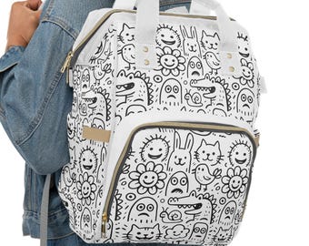 Mochila de fraldas com estampa de animal fofa para mães, bolsa de viagem para bebês, organizador estiloso de grande capacidade para uso diário
