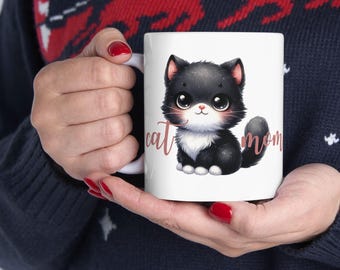 Taza de gato, linda taza de té de gatito, regalo para amantes del café, regalo para amantes de los gatos, regalo para ella, regalo divertido para él, café de la mañana, desayuno, regalo de gato