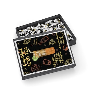 Long Island Iced Tea Cocktail Puzzle Retro Drink Recipe Jigsaw Gift for Bartenders Home Bar Fun Kitchen Decor Game for Adults