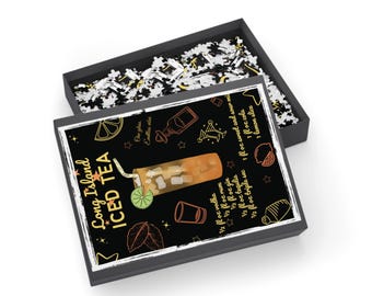 Long Island Iced Tea Cocktail Puzzle Retro Drink Recipe Jigsaw Gift for Bartenders Home Bar Fun Kitchen Decor Game for Adults