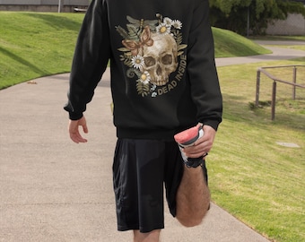 Gothic Floral Skull Fleece Hoodie Dead Inside Unisex Graphic Hoodie Edgy Fashion Streetwear Hoodie Aesthetic Gift