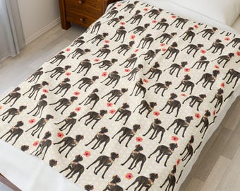 Cozy Plush Blanket, Dog Print Soft Throw Blanket, Velveteen Pet Blanket, Home Décor Gift for Dog Lovers, Warm Snuggle Throw