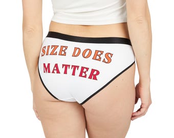 Funny Women's Underwear Size Does Matter Panties Sexy Cheeky Gift for Her Naughty Bachelorette Party Gag Present