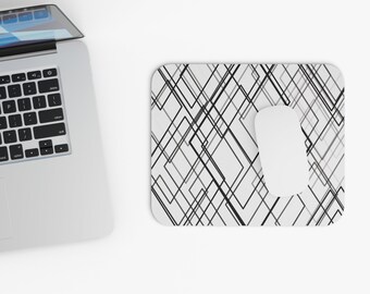 Abstract mouse pad geometry design mousepad for gamers gift for engineers nerdy gift gamer room desk decor black and white minimalist design