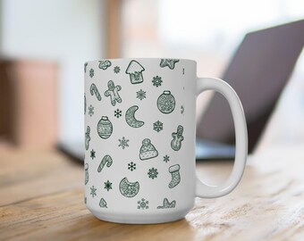 Christmas Ceramic Mug Cute Holiday Pattern Coffee Cup Festive Xmas Tea Mug Gift Seasonal Hot Cocoa Mug Winter Drinkware Decor