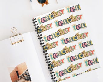 Retro Teacher Notebook Gift for Teachers Cute Spiral Journal for Classroom Use Back to School Supplies Teacher Appreciation Gift
