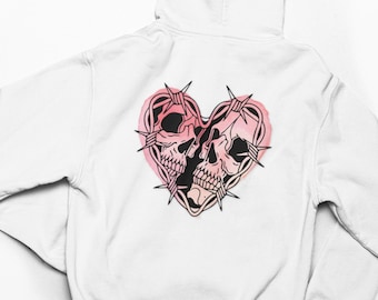 Skull Heart Unisex Hoodie, Hooded Sweatshirt, Casual Wear, Streetwear, Cozy Layering Piece