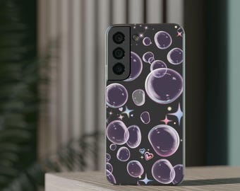 Bubble Phone Case Starry Design Protective Cover for Samsung iPhone Colorful Transparent Effect Gift