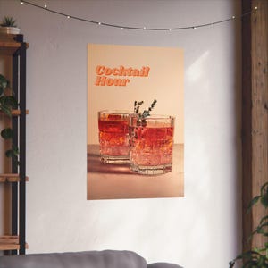 Cocktail Hour Wall Art Vintage Drink Poster Bar Cart Decor Retro Kitchen Print Home Bar Aesthetic Alcohol Print Photography Artwork