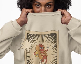 Retro Dancing Hot Dog Sweatshirt | Vintage Comic Pop Art
