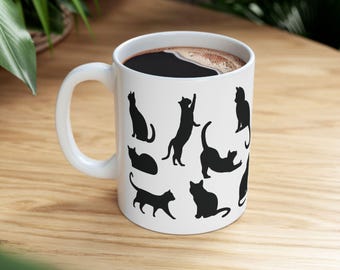Taza de gato, linda taza de té de gatito, regalo para amantes del café, regalo para amantes de los gatos, regalo para ella, regalo divertido para él, café de la mañana, desayuno, regalo de gato