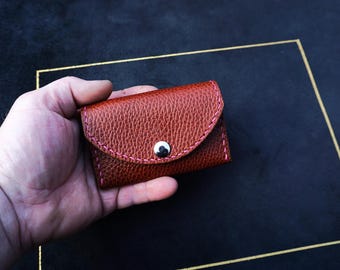 Unique Handmade Brown Leather Wallet – Slim Card Holder, Coin Pocket for Men & Women
