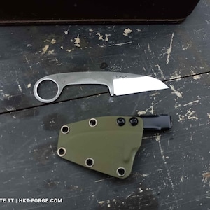 EDC-N690-Full Tang-Ring Wharncliffe Point Knife-Hand Satin Finish Blade-Kydex Sheath