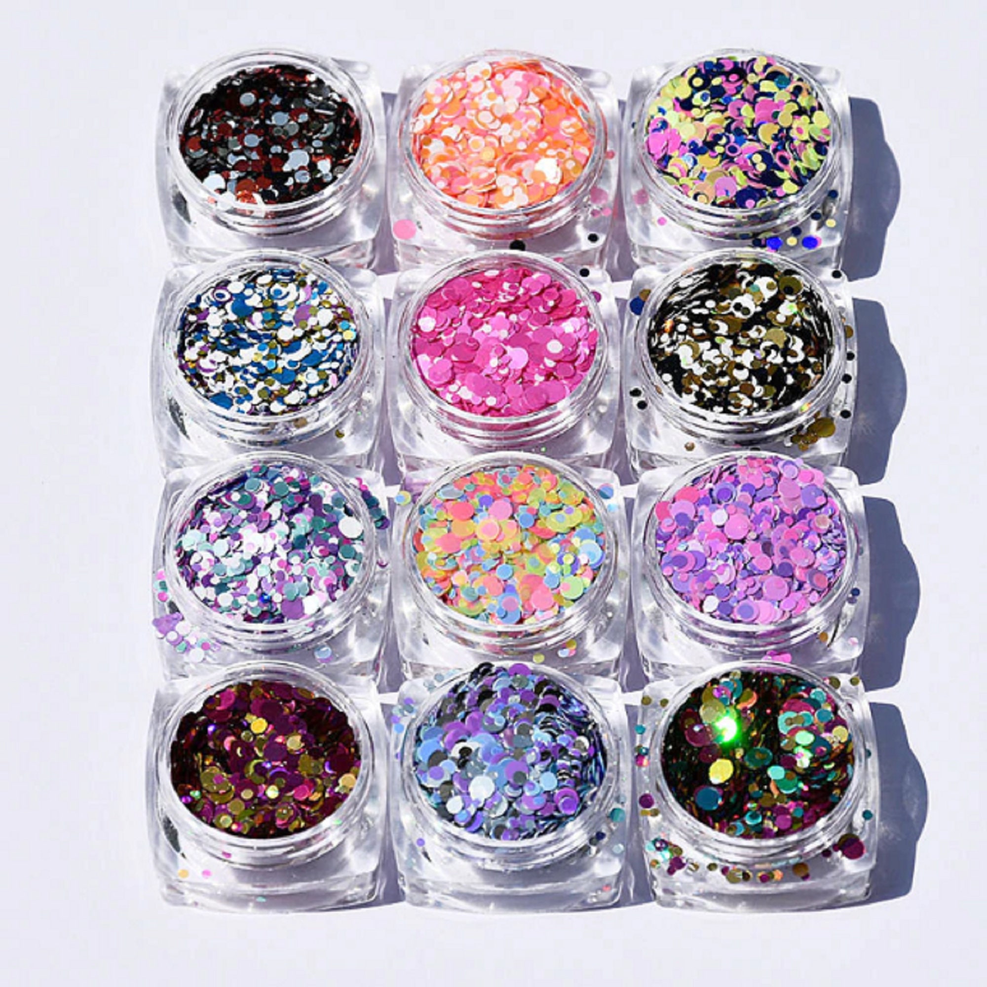 12jar/set Confetti Nail Glitter Sequins Round Shape 1mm/ 2mm/ Etsy
