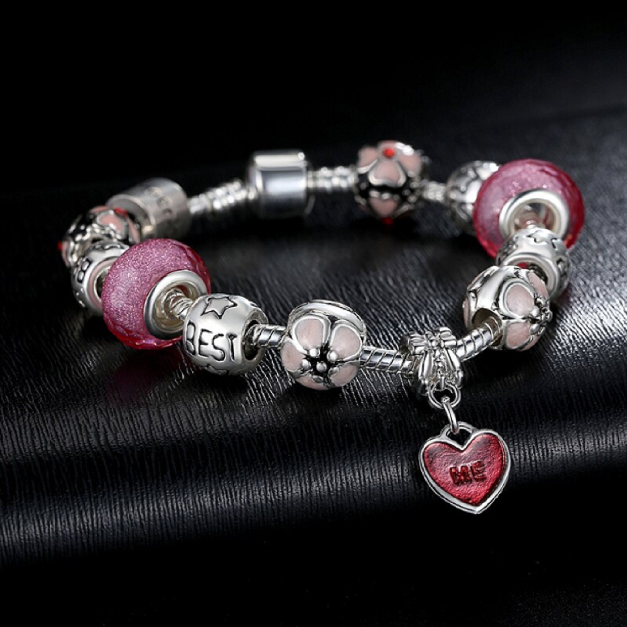 Pandora Bracelet with Charms/ Flower Heart Charm Bracelets & Etsy