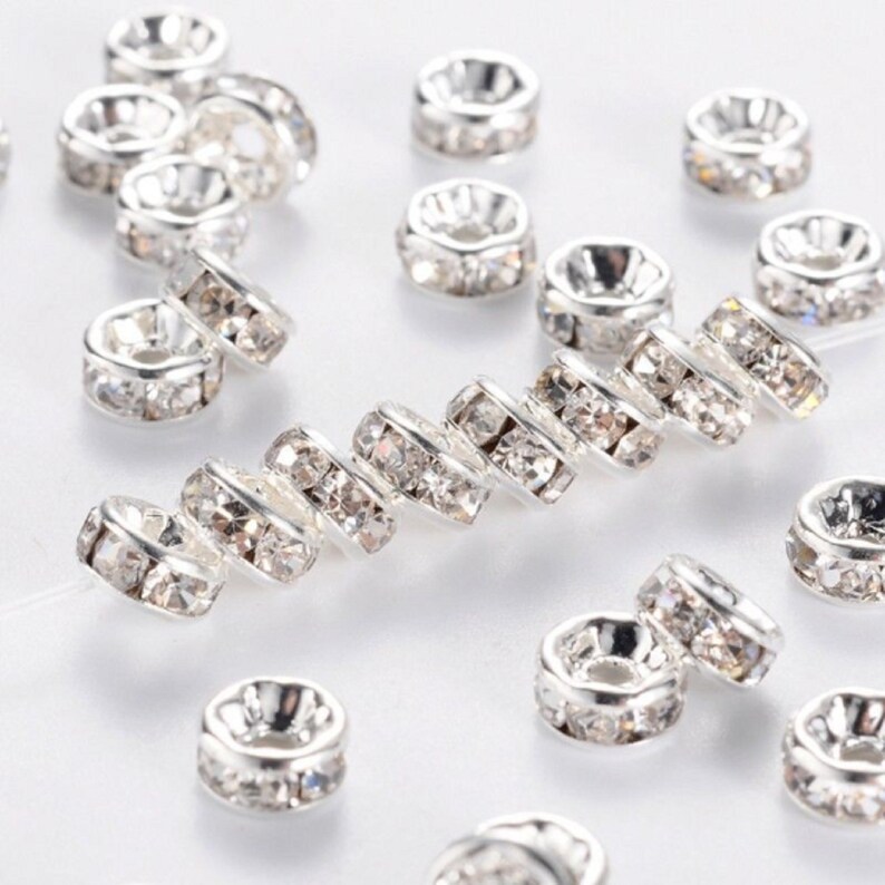 50/100pcs Sparkle Silver Rondelle Spacer Beads Crystal Clear - Etsy