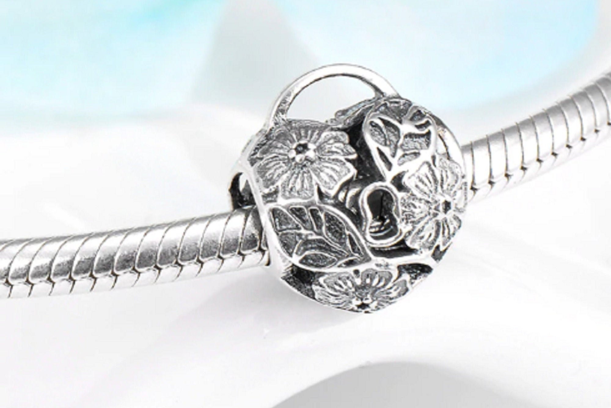 Pandora Charms Lotus flower Charm Heart Lock Charm 925 Etsy