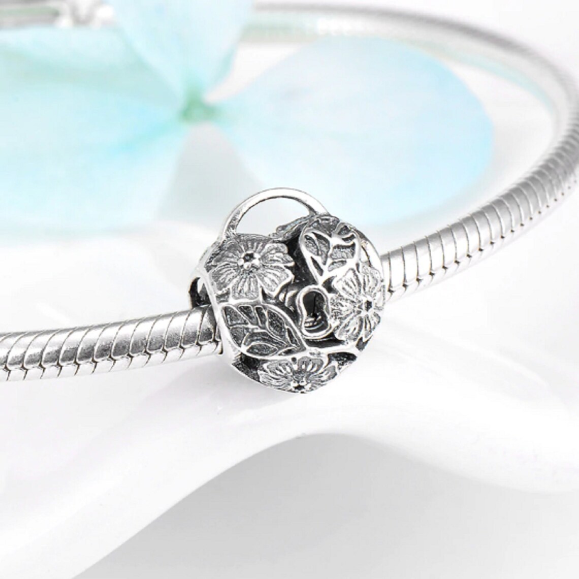 Pandora Charms Lotus flower Charm Heart Lock Charm 925 Etsy