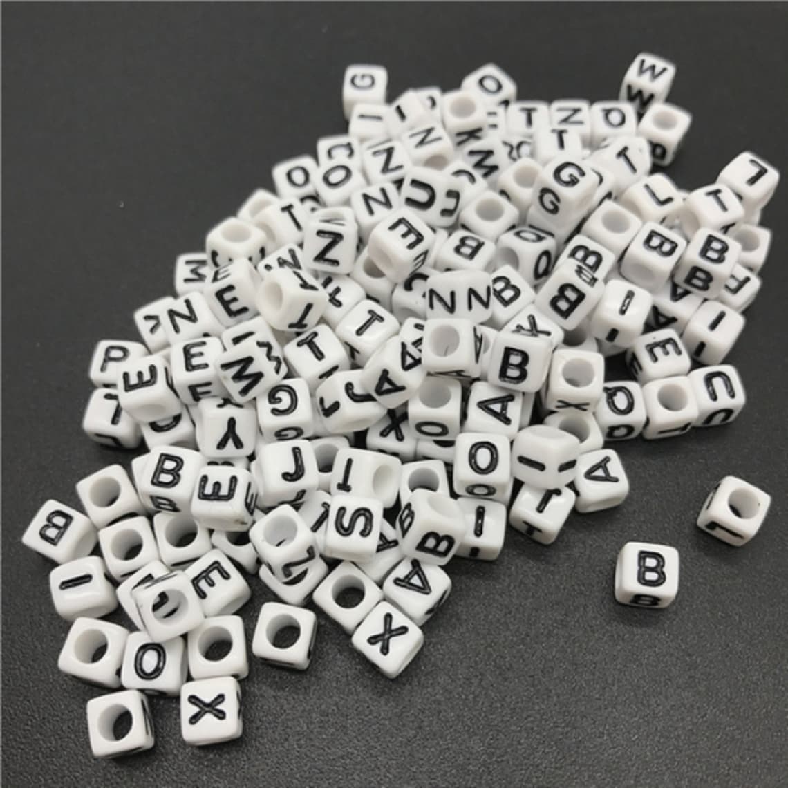 Free Shipping 100pcs 6mm Alphabet Beads Acrylic Square Beads Etsy