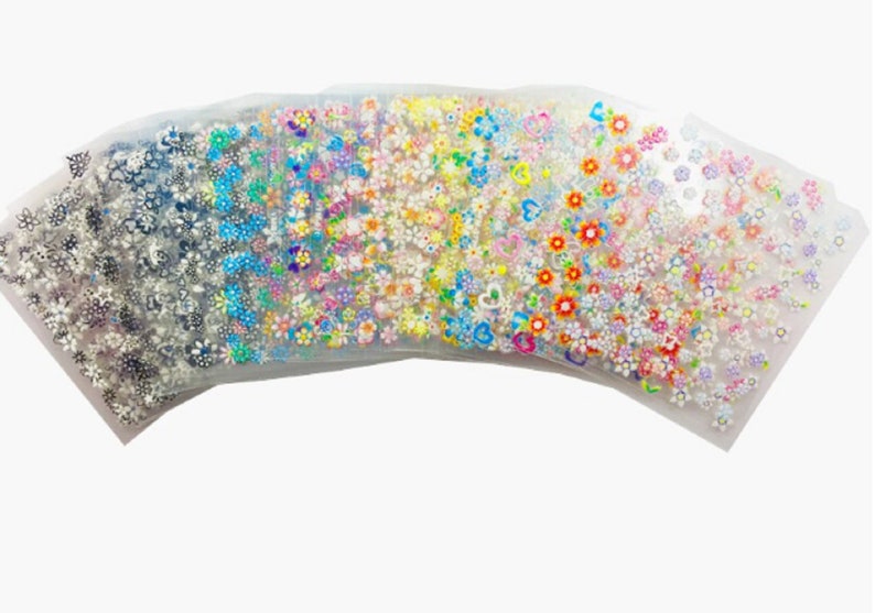 50 Sheets 3D Nail Art Stickers Decals Mix Design Free Etsy