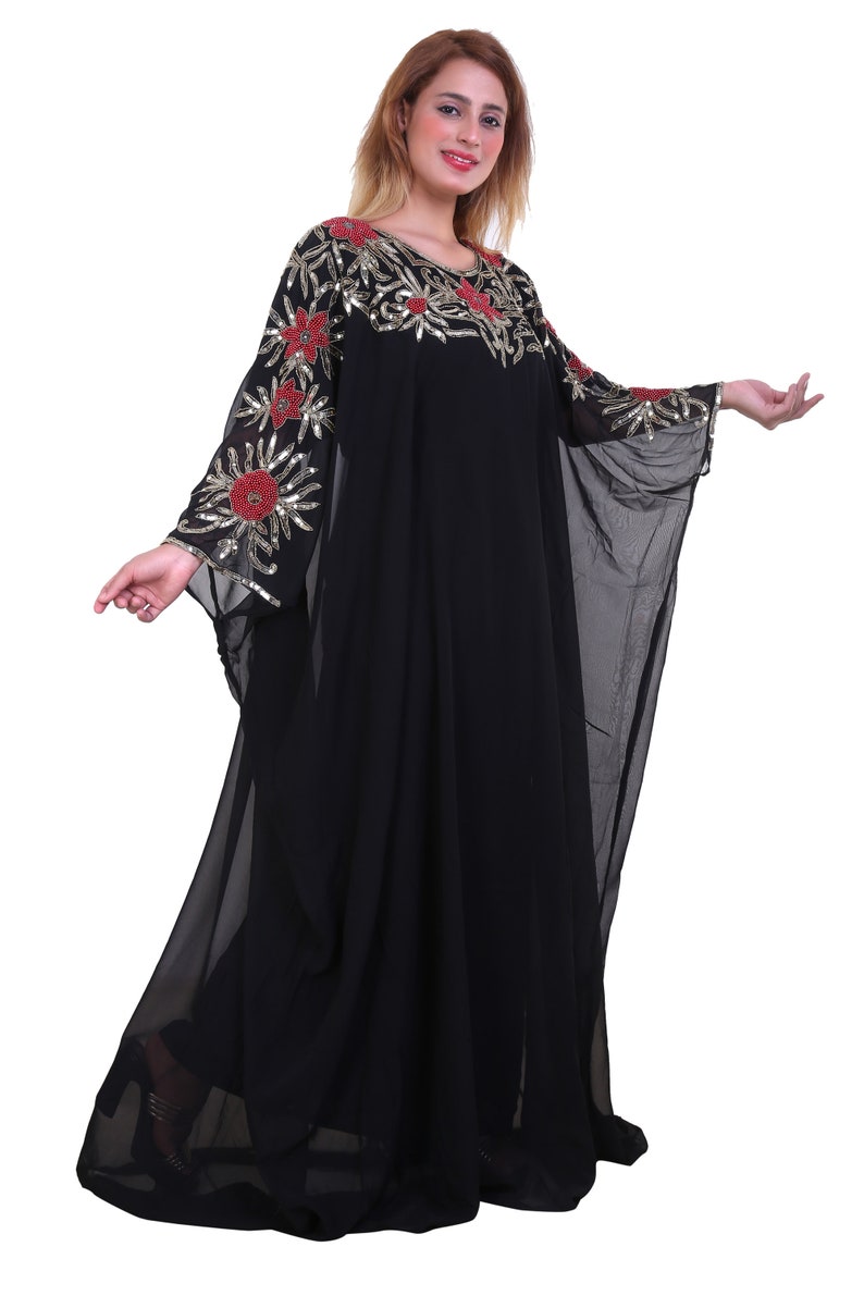 Party wear ethnic abaya Hand Made long gown kaftan SALE Designer Black floor length abaya Islamic morocoon kaftan Dubai Kaftan
