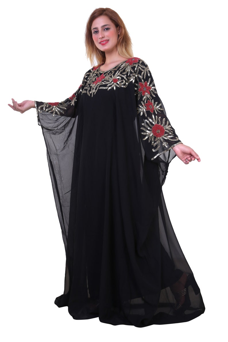 Party wear ethnic abaya Hand Made long gown kaftan SALE Designer Black floor length abaya Islamic morocoon kaftan Dubai Kaftan