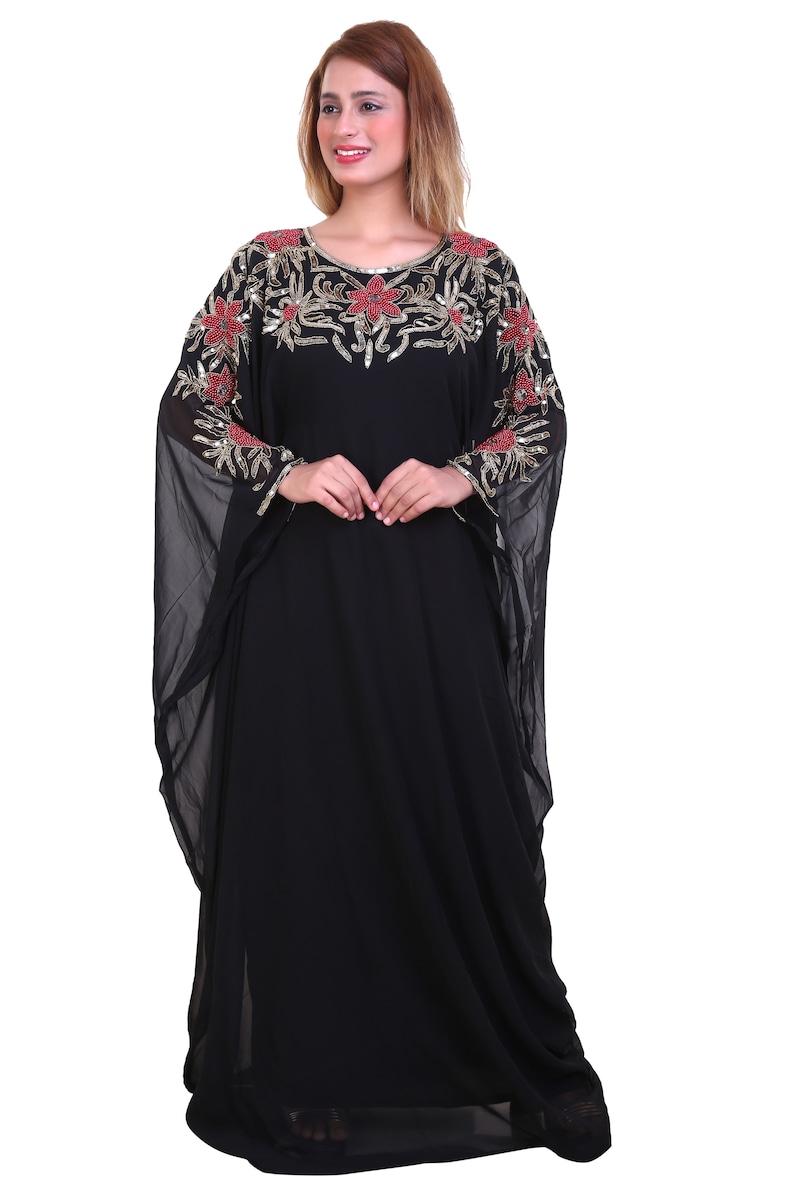 Party wear ethnic abaya Hand Made long gown kaftan SALE Designer Black floor length abaya Islamic morocoon kaftan Dubai Kaftan