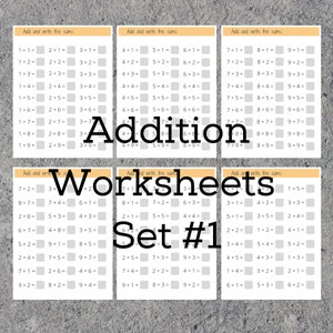 Klasse 1 Mathematik, Addieren Arbeitsblätter Set #1, Summenarbeitsblätter