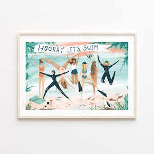 Quirky Swimming Club Art Print | Sea Swimmer Friends Wall Art | Fun Swim Buddy Wall Decor | Wild Swimming Gifts | Humorous Art For Friends