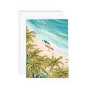 Surfer-paarkaart | Wenskaart Reisbranding | Cool surfen verjaardagscadeau | Reiscadeaus | Surfkaarten | Kaart voor hem | Blanco A6-kaart