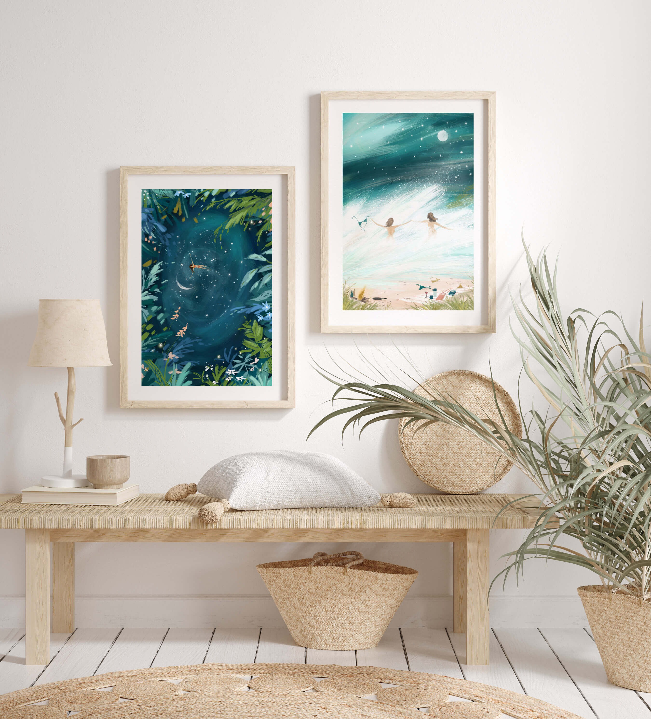 Wild Ocean Swimmers Art Print | Sea Swimming Adventure Wall Art | Fun ...