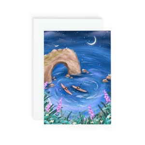 Tarjeta de pareja de aventuras en kayak / Tarjeta de kayakistas / Tarjeta de felicitación de aventura en el océano / Regalo costero de ensueño / Tarjeta de cumpleaños / Durdle Door / Dorset
