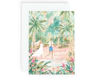 Dreamy Beach Wedding Card | Congratulations Beautiful People Greeting Card | Fun Tropical Honeymoon Gift | Just Married Gifts
