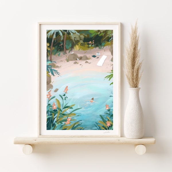 Calming Swimming Wall Art | Wild Woman Swimmer Print | Sea Swimmer Wall Decor | Coastal Home Decor | Wild Swimming Gifts | Mothers Day