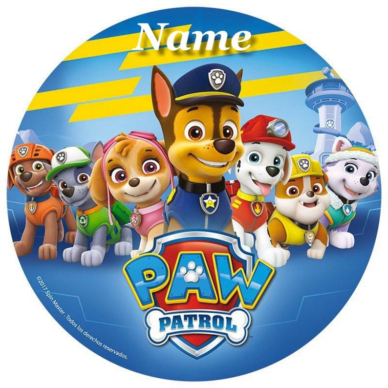 Caketopper Paw Patrol met gewenste tekst Naam Wafer Paper Etsy Nederland