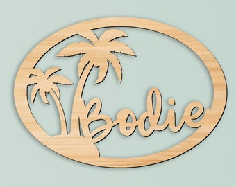 Name Sign, Summer Kids Room Sign, Beach Summer Boys Room Decor, Personalized Wood Sign, Wooden Name Sign Gift